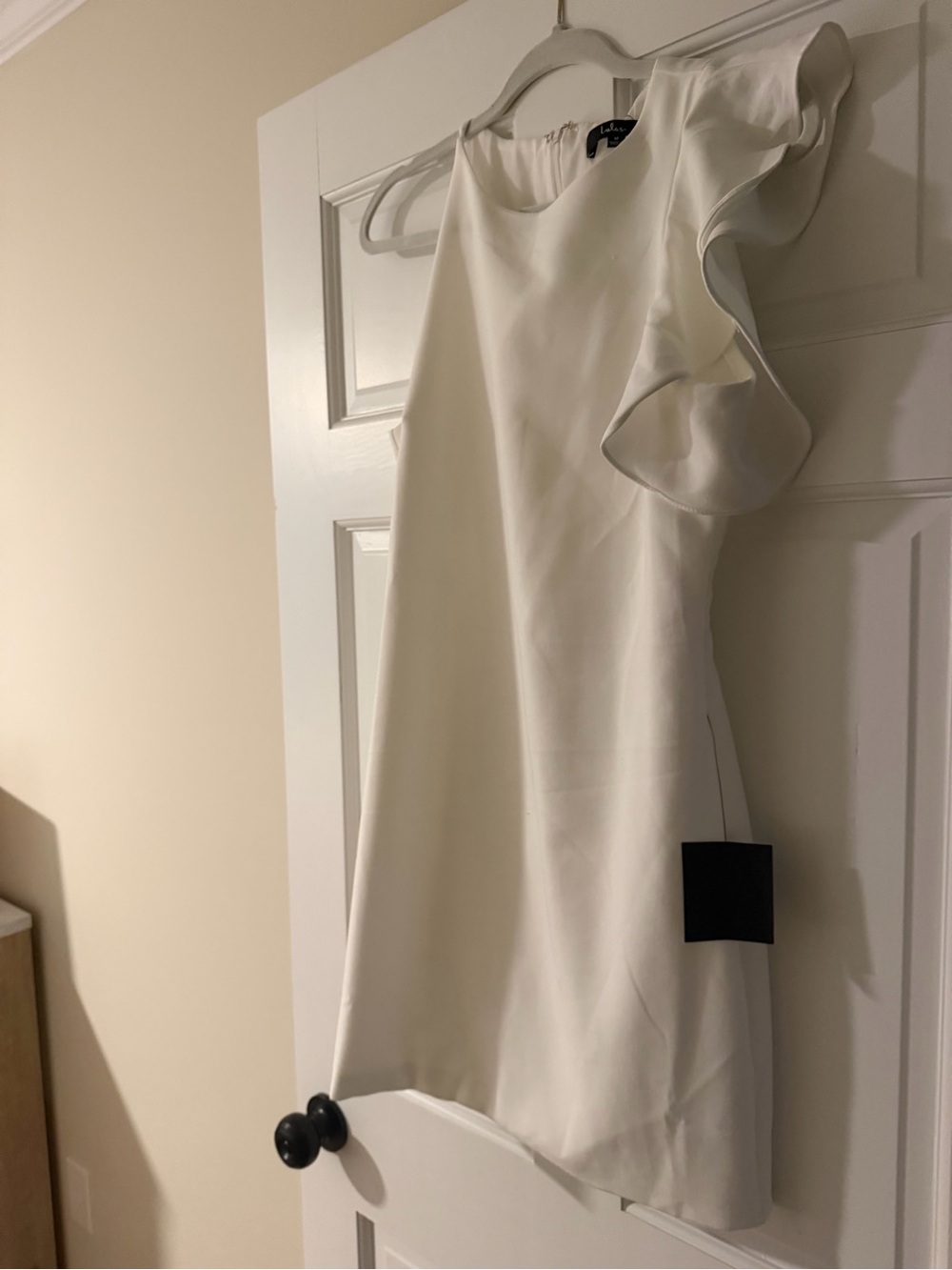 Lulu's Ivory One-Shoulder Ruffle Shift Dress